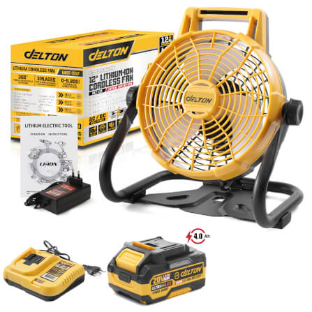 พัดลมไร้สาย 12 นิ้ว (พร้อมแบตเตอรี่) DELTON รุ่น MKT-01F ULTRAFLEX 20V 4AH_1